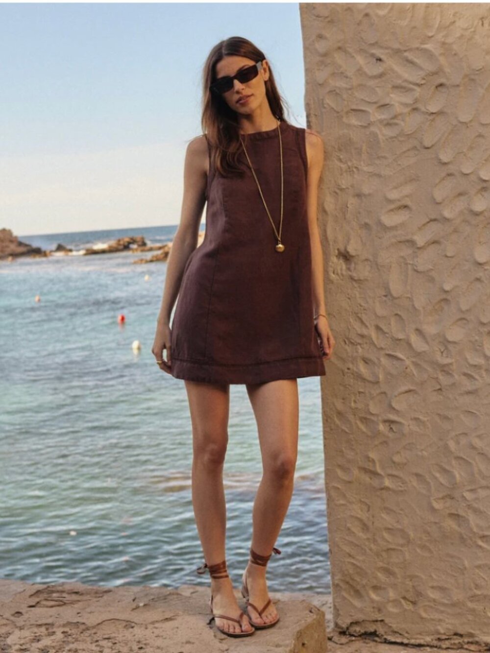 Marine Layer Brown Linen Dress, sz S